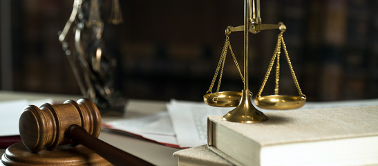 Law and Justice concept image, Lawyer's office desktop with papers