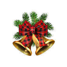 Vector Christmas Bells With Christmas Tree Decorations.