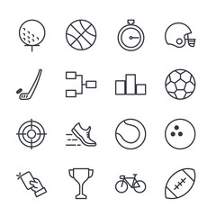 Poster - Premium set of sport line icons. Modern outline style icon collection for graphic and web design. sport symbol vector sign isolated on white background.