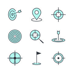 Poster - target line set icon template color editable. Such as job hunting, marketing target pack symbol vector sign isolated on white background. Simple logo vector illustration for graphic and web design.