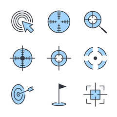 Poster - target line set icon template color editable. Such as job hunting, marketing target pack symbol vector sign isolated on white background. Simple logo vector illustration for graphic and web design.