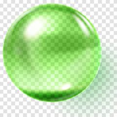 Wall Mural - Realistic green glass ball. Transparent green sphere
