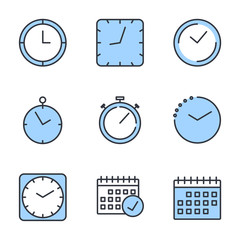 Poster - Simple Set of Time icon template color editable. Contains such Icons as Time Inspection, Log, Calendar and more symbol vector sign isolated on white background for graphic and web design.