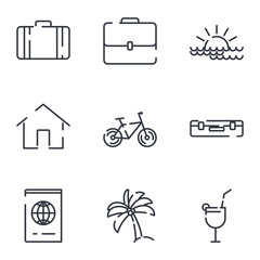 Aufkleber - Tour and travel set icon template color editable. Simple Pack of Travel symbol vector sign isolated on white background illustration for graphic and web design.