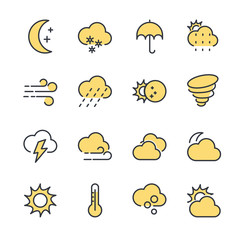 Aufkleber - Weather line icon template color editable. Wind, Blizzard, Sun, Rain and more vector illustration for graphic and web design. Weather symbol vector sign isolated on white background.
