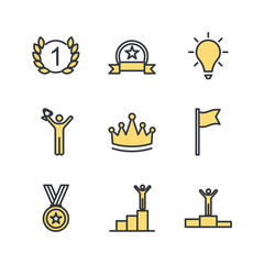Leinwandbilder - Success Related Vector Line Icons template color editable. Contains such Symbol as Ribbon, Winner, Reward and more on white background illustration for graphic and web design.