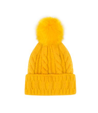 Yellow Knitted Hat Isolated On White Background