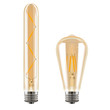 © Сергей Байбак - Edison bulb. Vintage lightbulb set. Electricity retro lamp illustration. Realistic transparent filament with bright yellow glow. Antique luminous decoration. Decorative flash for ceiling