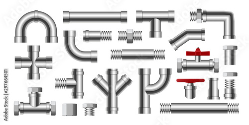 Photographie Metal pipe water connection isolated pipeline