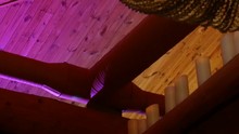 Nightclub Interior. Сolorful Flashing Lights On A Ceiling Of A Disco Bar Or Nightclub
