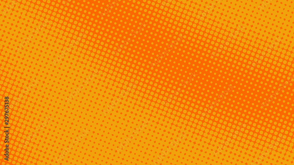 Yellow and orange pop art retro comic background with halftone dots desing, vector illustration eps10 - obrazy, fototapety, plakaty 