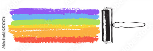 Creativity, art illustration. Rainbow LGBT colors vector striped brush stroke...