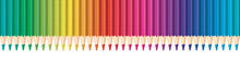 Rainbow Color Pencils In Row. Header Illustration. Graphic Element For Kids, School And Creative Theme.