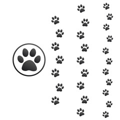 Poster - Three different size animal paw prints, Stock Vector illustration isolated on white background.