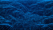 Technology wave of particles landscape beautiful wave shaped array of glowing dots abstract background with a lines dynamic wave big data
