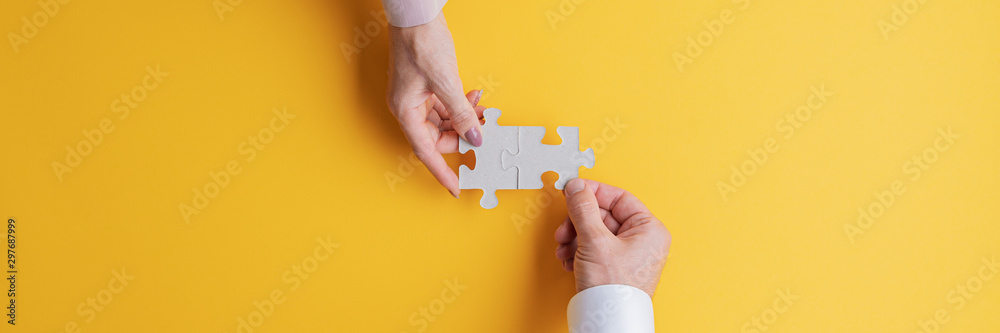 Conceptual image of teamwork and cooperation - obrazy, fototapety, plakaty 