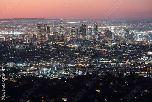 Predawn cityscape view of d...