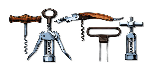 Poster - Vector illustration set of corkscrews