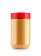 close up of peanut butter bottle mockup isolated on white background, File contains a clipping path.