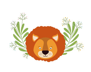 Poster - cute little lion with wreath crown