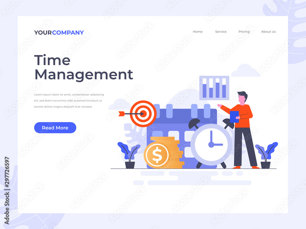 Time management flat vector illustration concept, can be used for ...