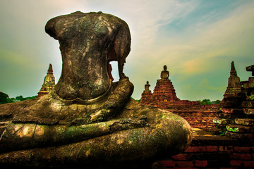 Wall Mural - wat chai wattanaram most popular traveling destination in ayutthaya world heritage site in thailand