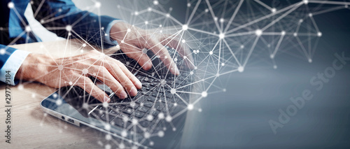 Cuadros en Lienzo Global network connection concept, abstract concept