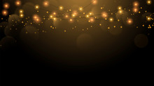 Christmas String Lights On Gold Background