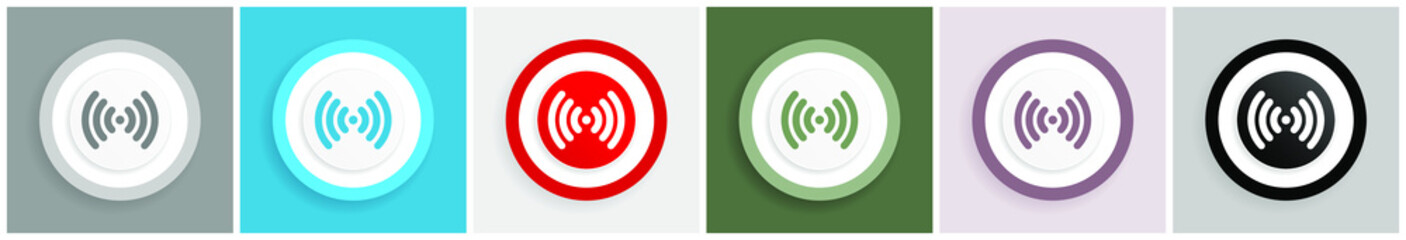 Aufkleber - Wifi icon set, colorful flat design vector illustrations in 6 options for web design and mobile applications