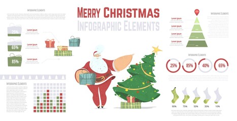 New Year and Christmas Infographics Set with Santa