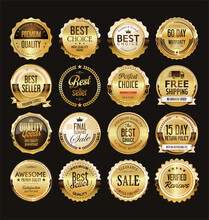 Golden Retro Sale Badges And Labels Collection