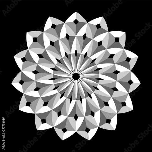 3d geometric design element. Circle pattern.