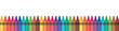 Rainbow wax crayons aligned in row. Panorama illustration. Multicolored color penicls.