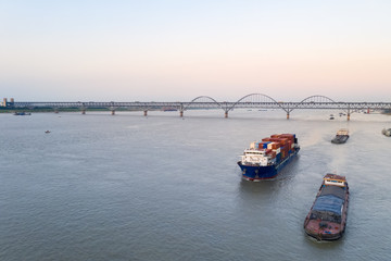 Poster - aerial view of yangtze river scenery in jiujiang