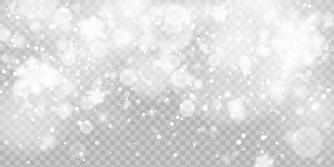 Wall Mural - christmas snowfall. vector falling christmas shining snowflakes