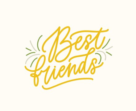 Best friends vector handwritten color lettering