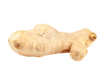 Sticker - Fresh ginger root fruits on white background.