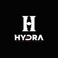 negative space letter H for Hydra logo design unique