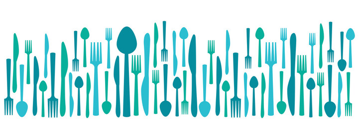 Turquoise Spoon Fork Knife Background Horizontal 