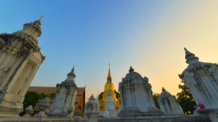 Sticker - 4K time lapse video of Suan Dok temple in the sunset time, Thailand.