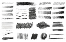 Charcoal And Graphite Pencil Art Brushes Vector Set.