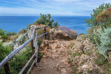 Poster - Tourist trail in Zingaro nature resrve on Sicily island, Italy