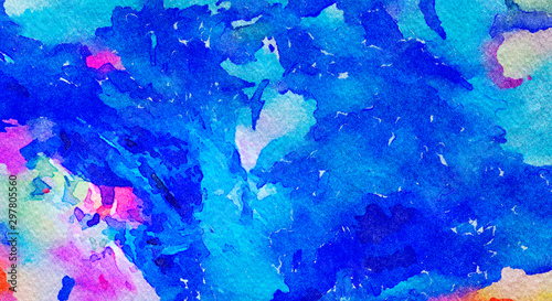 Abstract modern art background. Oil painting on canvas. Watercolor elements m...