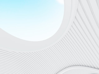 Aufkleber - Abstract architectural structure,free form architecture,white building with void roof on blue sky, 3D rendering 