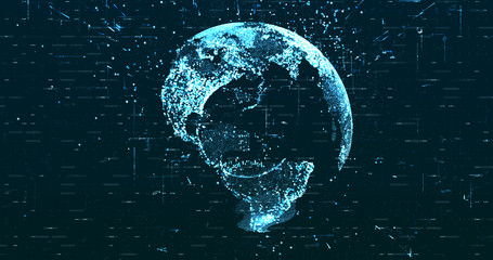 Wall Mural - Digital space world 3d data earth background