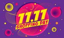 11.11 Shopping Day Sale Poster Or Flyer Design, Vector Illustration