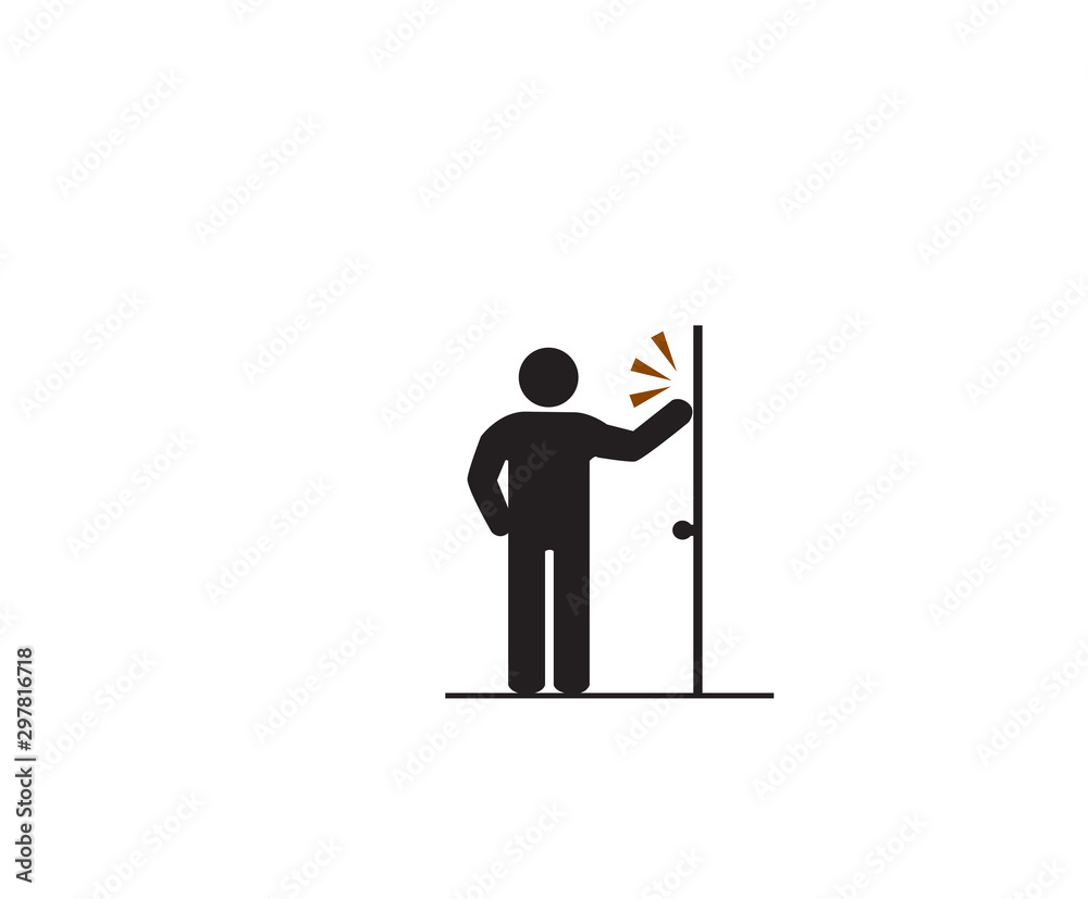 Vetor Please knock door, Accident Prevention signs, beware and careful rhombus Sign, warning ...