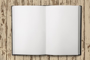 Poster - Open blank notebook on a white background