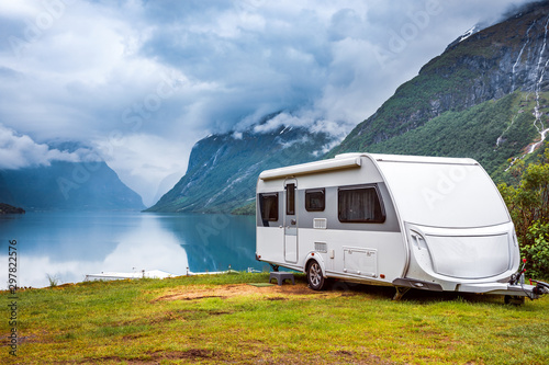Fotomural Family vacation travel RV, holiday trip in motorhome