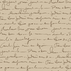 Poster - Handwritten abstract text seamless pattern, vector beige script background